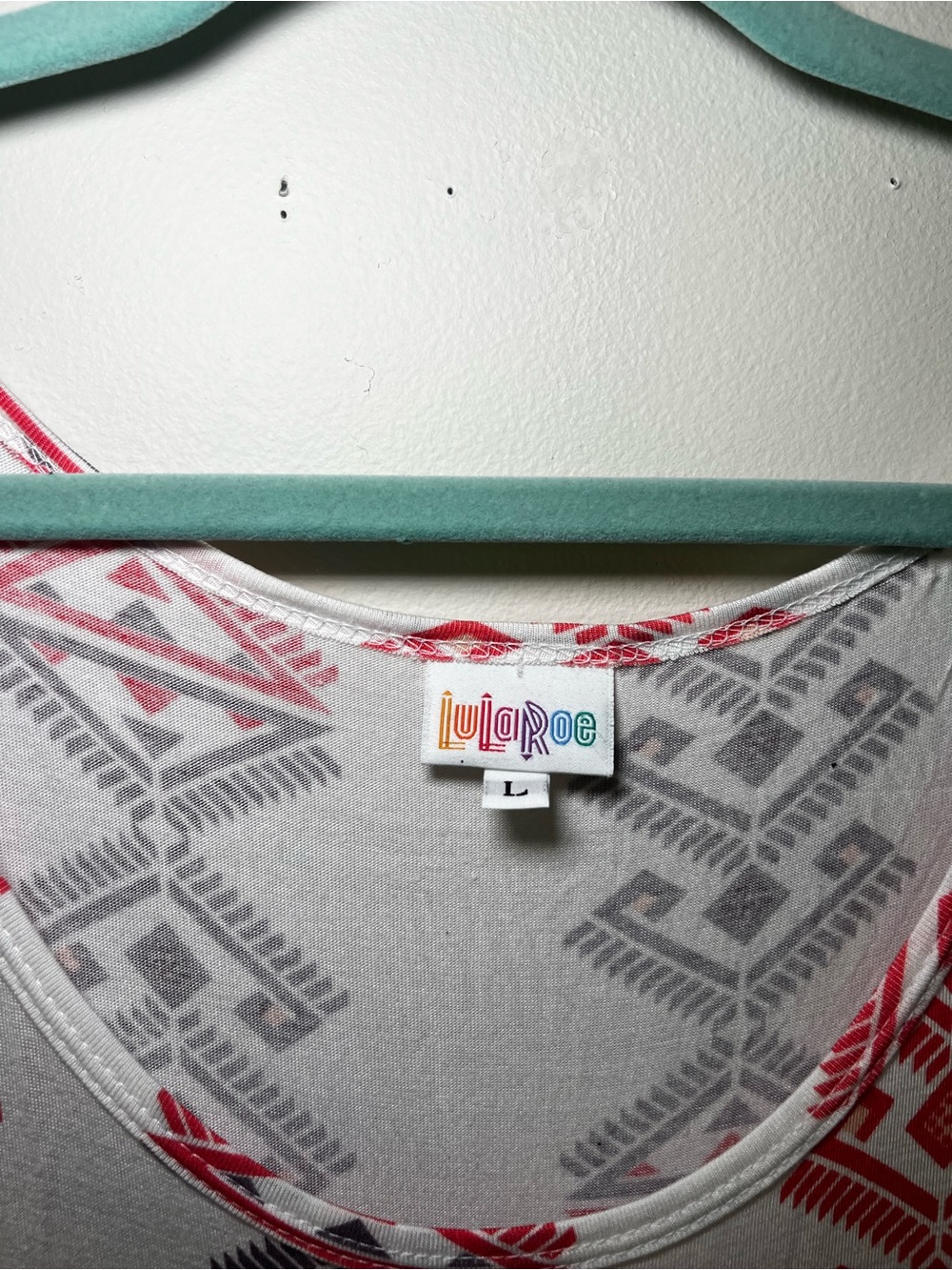 LuLaRoe White Maxi Dress with Red & Black Aztec Print - Picture 3 of 5